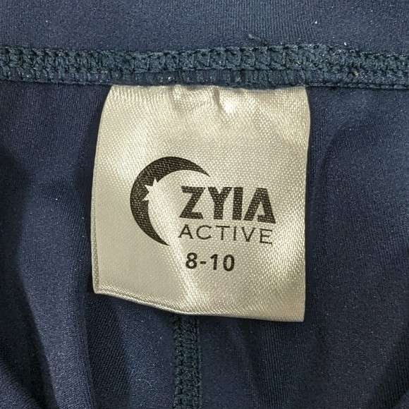 Zyia Leggings Size 8 - 10 Active Navy Luxe  With Red/white Stripe  High Rise - Picture 3 of 3